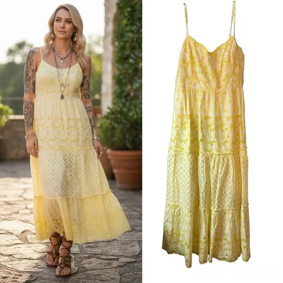 Lilly Pulitzer NWT Women’s Kyla Maxi Dress in St. Tropez Yellow Garden Eyelet - Picture 1 of 15